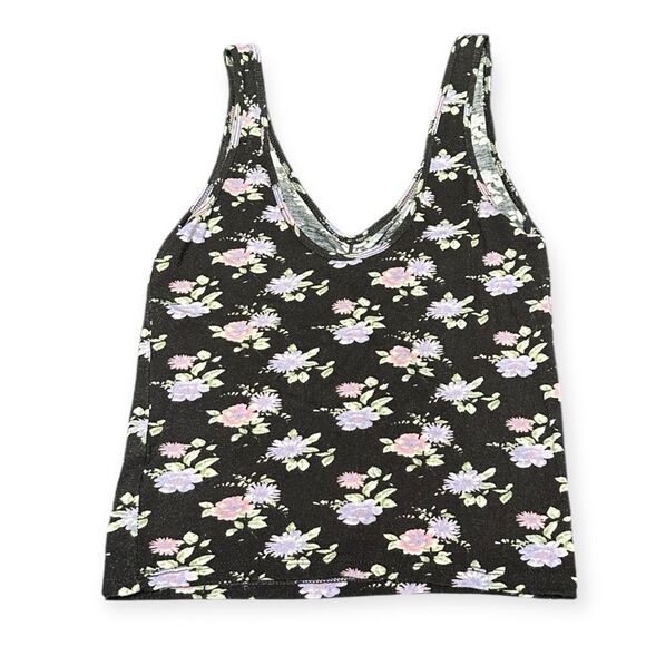 AMERICAN EAGLE Women’s Black Floral Soft & Sexy Tank Top Size Small - Picture 1 of 5